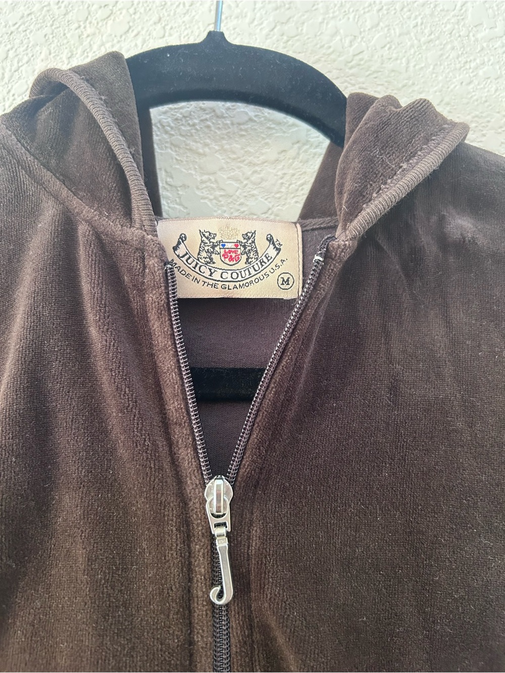 Juicy Couture Vintage Chocolate Brown Velour Zip Up Hoodie Size M - Picture 6 of 8